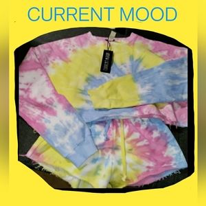 Crop sweatshirt&shorts tie-dye Current mood